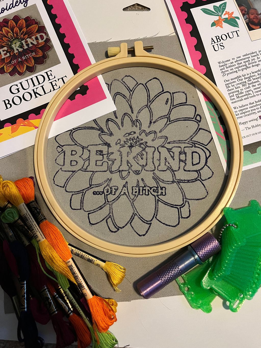 8” Be Kind… Embroidery Kit