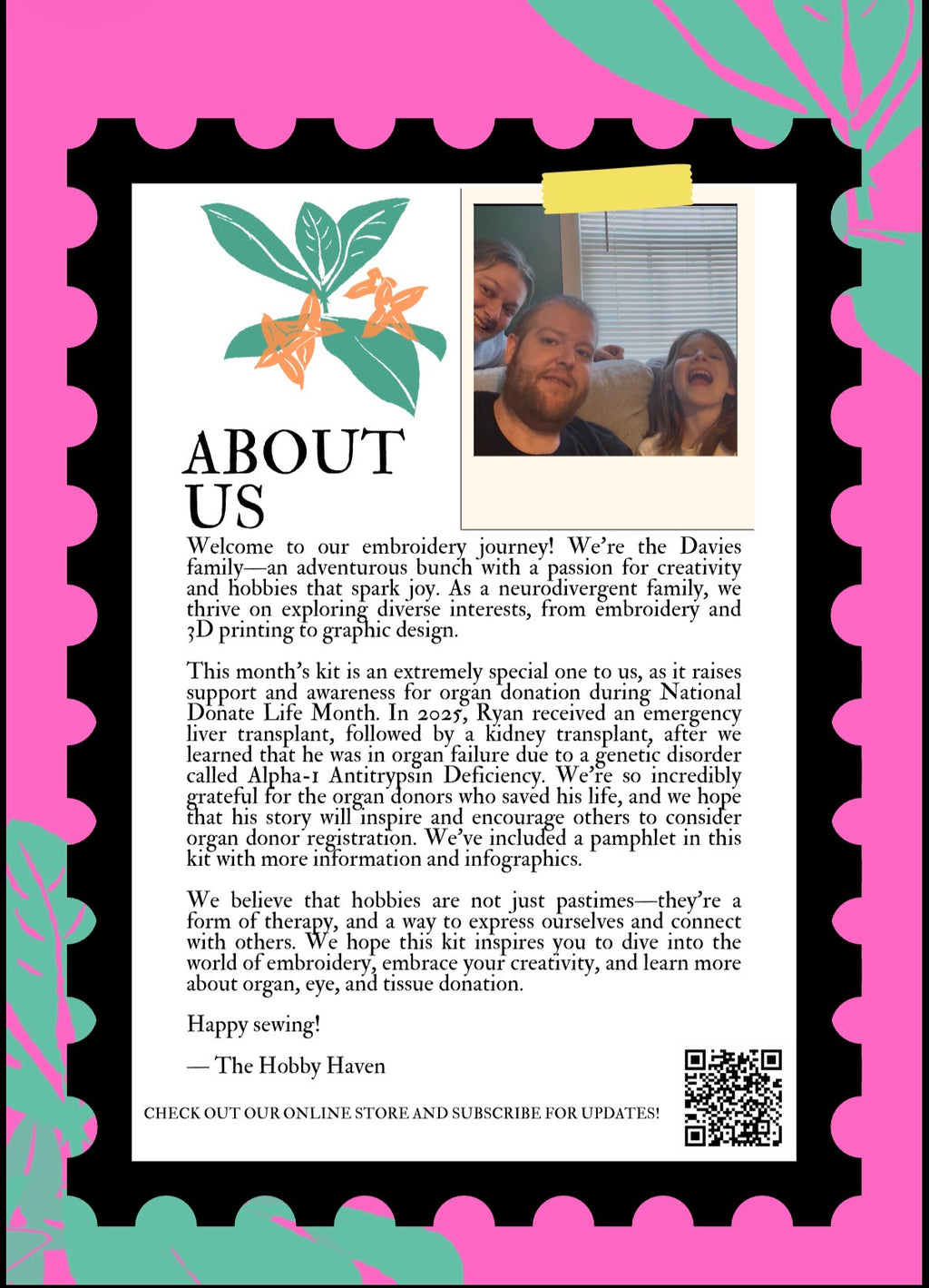 Donate Life Embroidery Kit